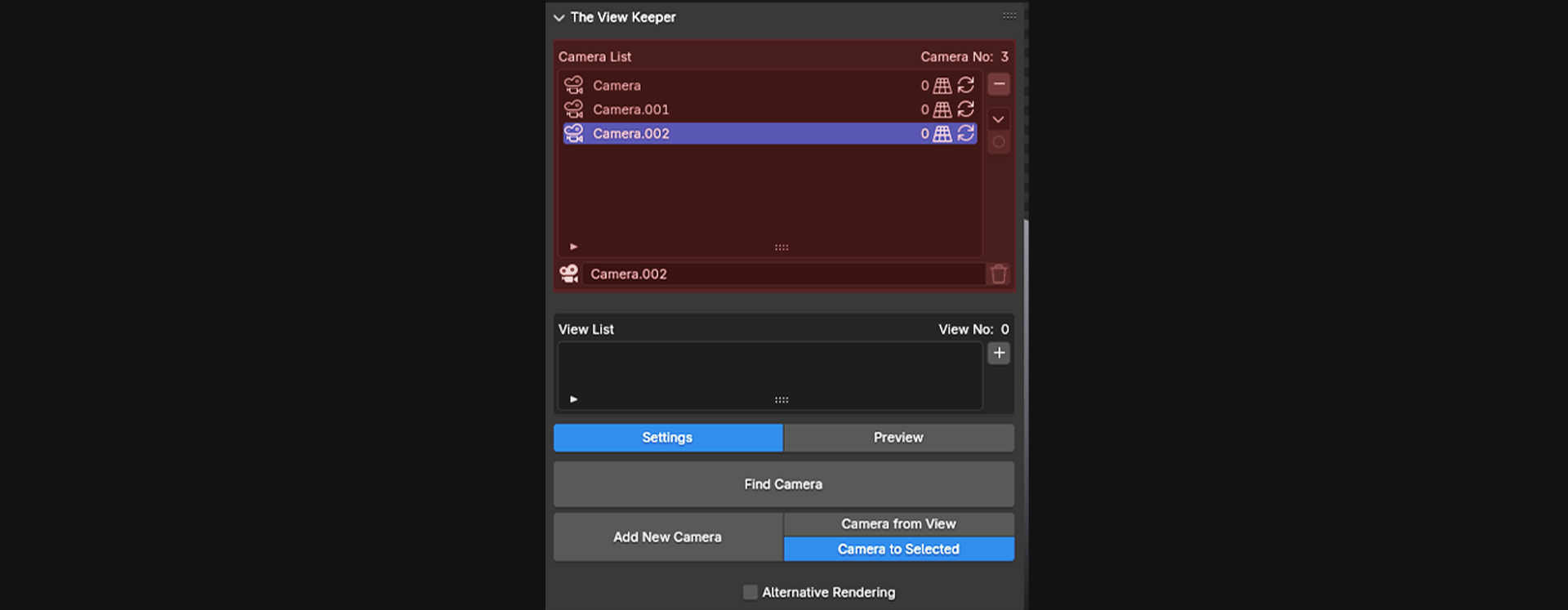 Blender camer list table blender addon- the view keeper. Store multiple camera angles in blender