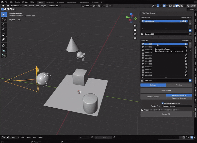 Blender camer view list list table blender addon- the view keeper. Store multiple camera angles in blender