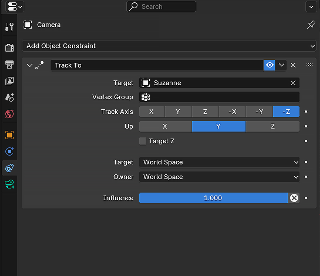 The view keeper blender camera addon track to object constraint