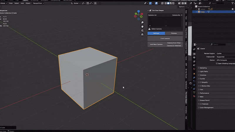 the view keeper blender camera addon perspective orthographic
