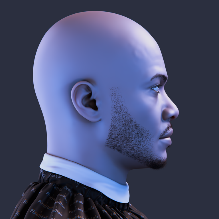 PixelHair Realistic 3d character clean shaved patchy beard in Blender using Blender hair particle system