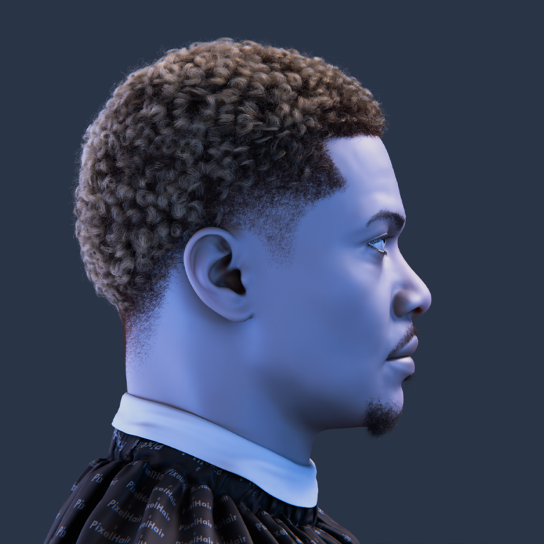 PixelHair Realistic 3d character curly afro fade taper 4c hair in Blender using Blender hair particle system