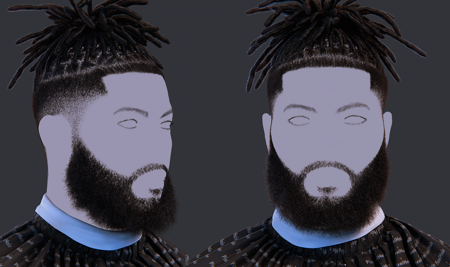 PixelHair PixelHair Realistic 3d character dreads fade taper in Blender using Blender hair particle system