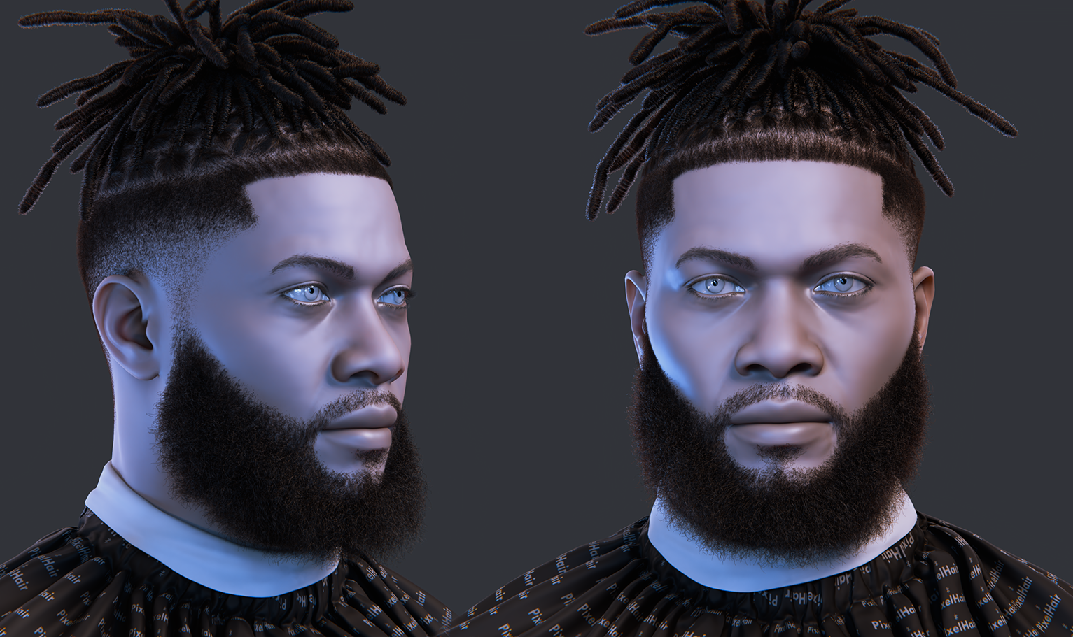 PixelHair Realistic 3d character dreads fade taper in Blender using Blender hair particle system