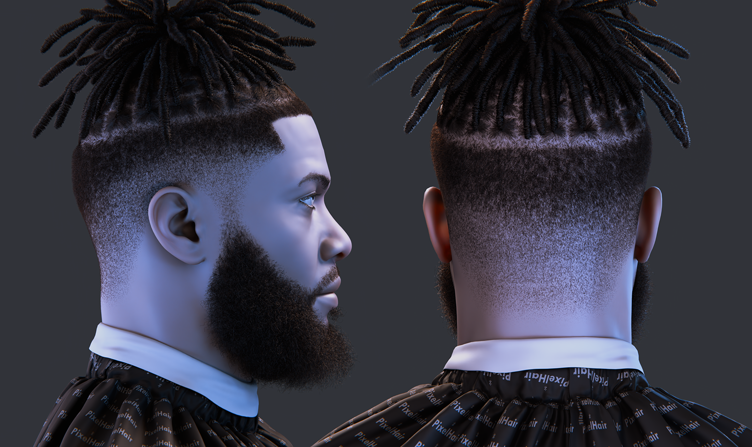 PixelHair Realistic 3d character dreads fade taper in Blender using Blender hair particle system