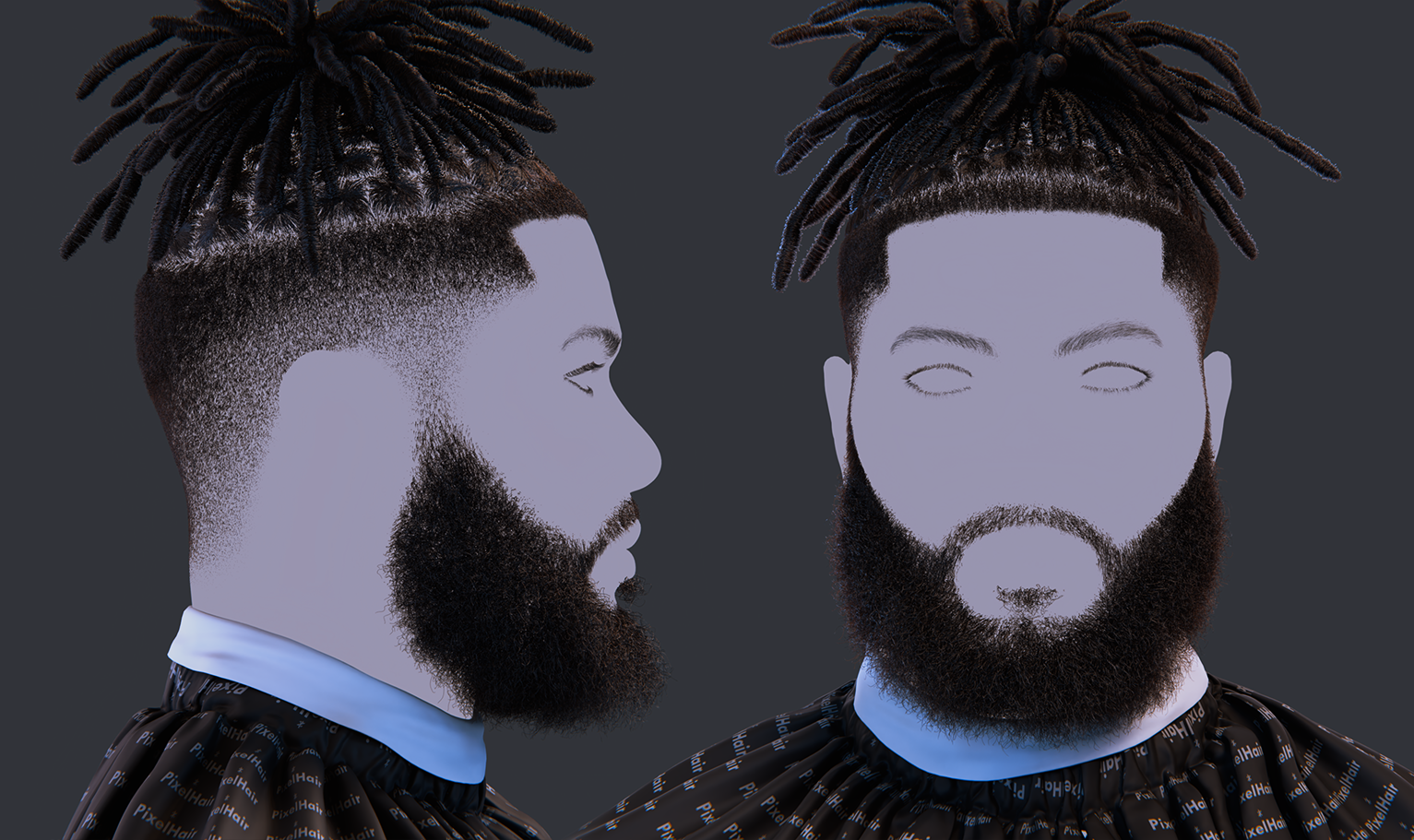 PixelHair Realistic 3d character dreads fade taper in Blender using Blender hair particle system