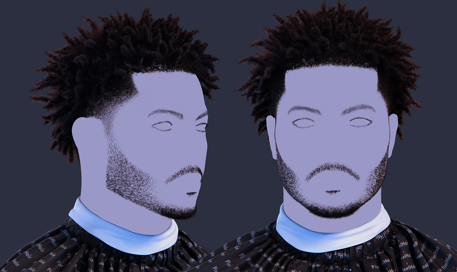 PixelHair Realistic 3d character afro dreads fade taper 4c hair in Blender using Blender hair particle system