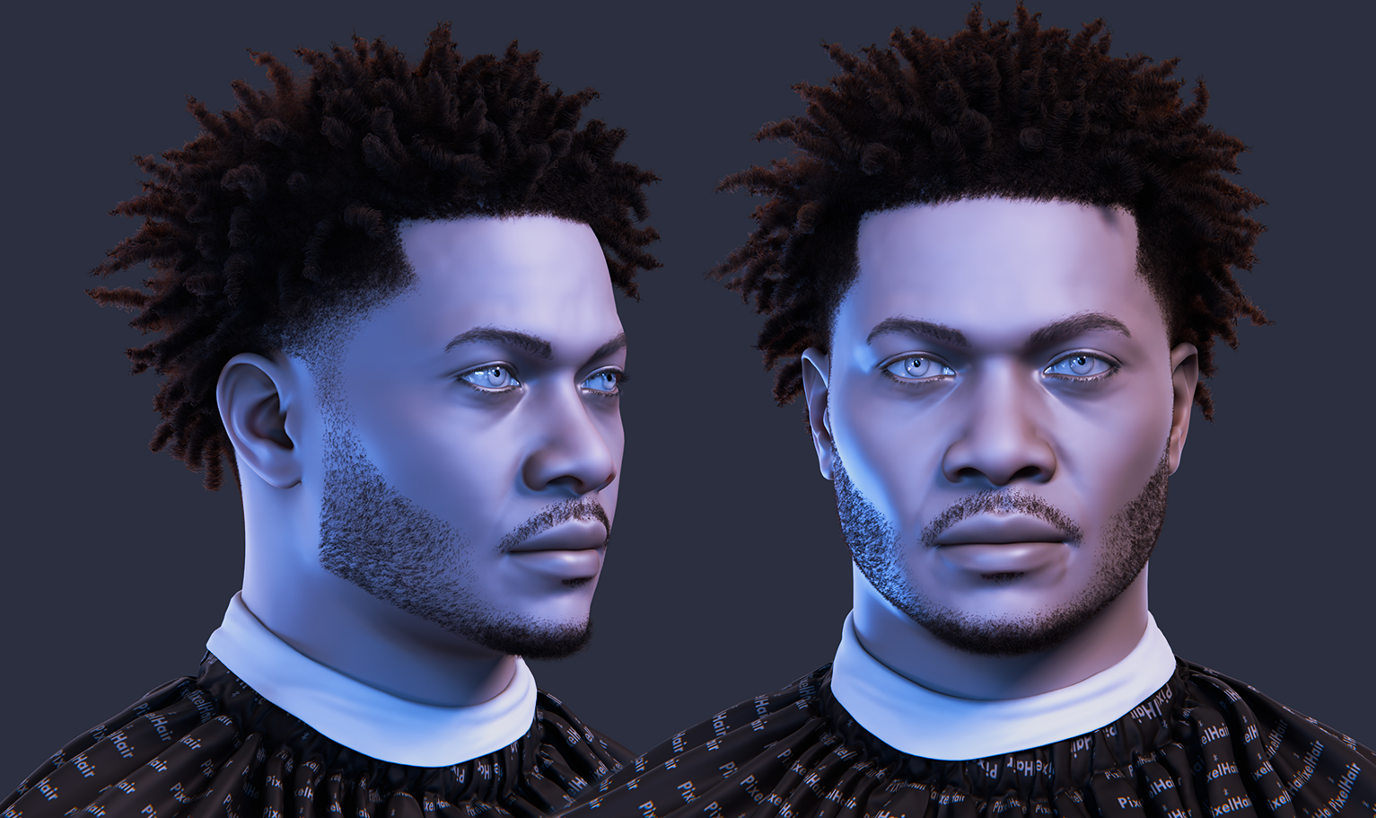 PixelHair Realistic 3d character afro dreads fade taper 4c hair in Blender using Blender hair particle system