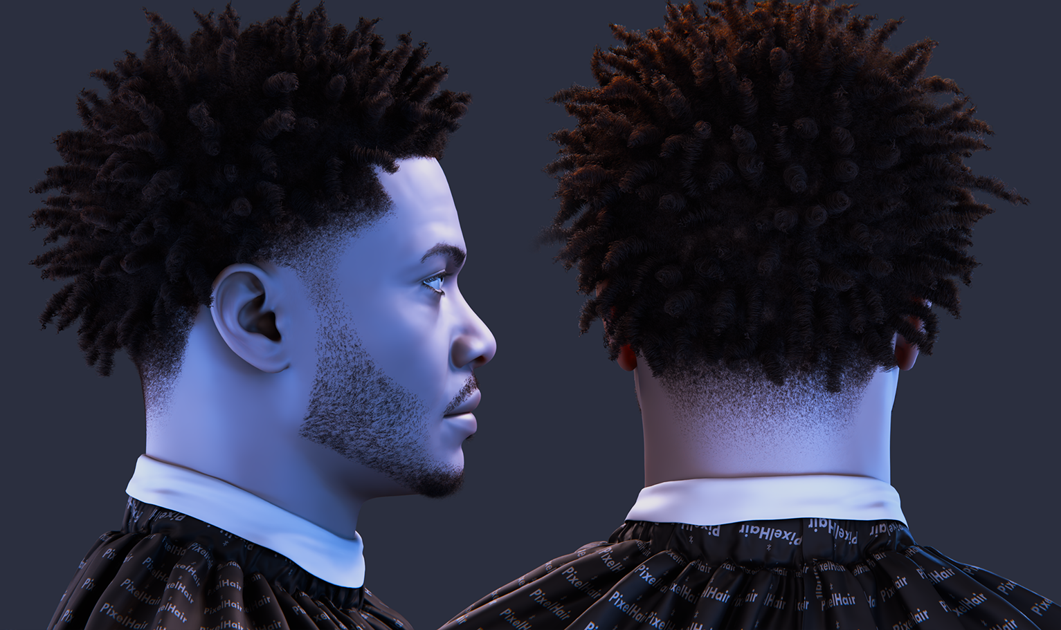 PixelHair Realistic 3d character afro dreads fade taper 4c hair in Blender using Blender hair particle system