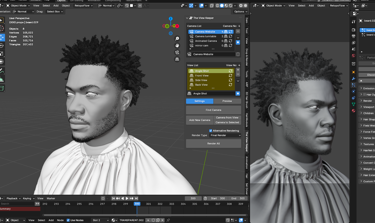 PixelHair Realistic 3d character afro dreads fade taper 4c hair in Blender using Blender hair particle system