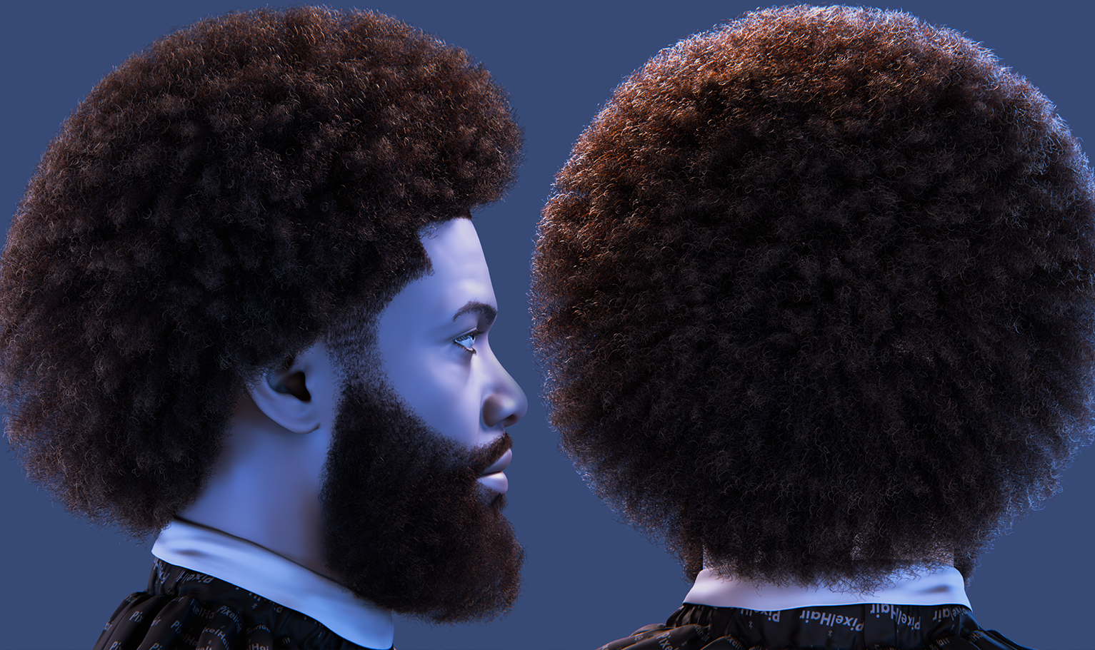 PixelHair Realistic 3d character bob afro taper 4c hair in Blender using Blender hair particle system