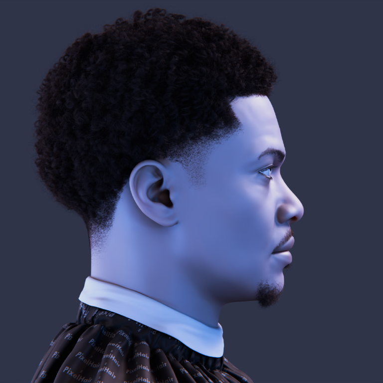 PixelHair Realistic 3d character afro fade taper 4c hair in Blender using Blender hair particle system