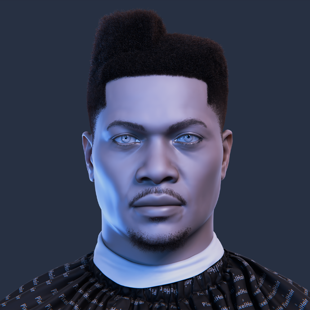 Pixelhair realistic juice 2pac 3d character afro fade taper 4c hair in blender using blender hair particle system