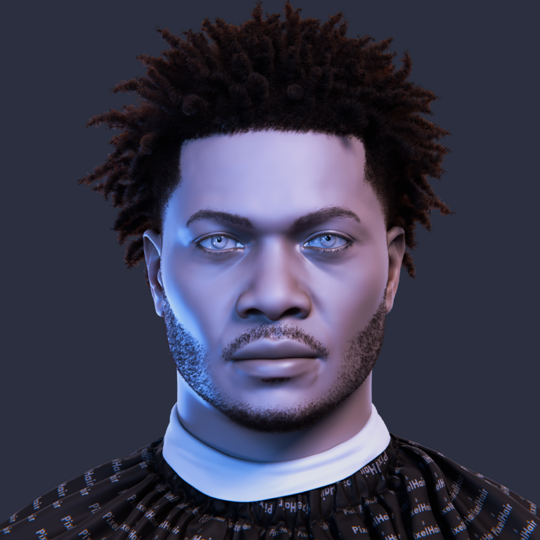 PixelHair Realistic 3d character afro dreads fade taper 4c hair in Blender using Blender hair particle system