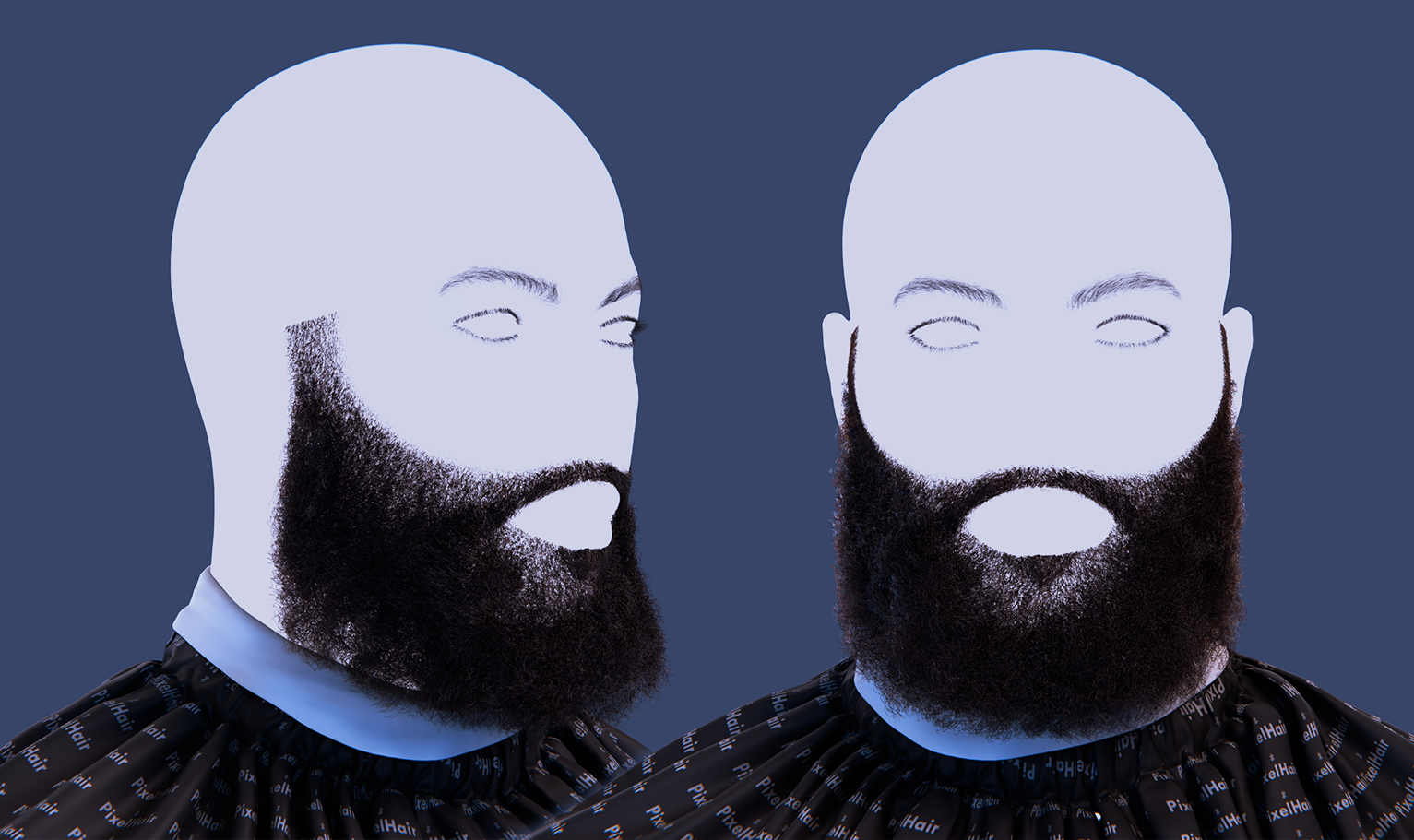 PixelHair ready-made 3D full big beard with in Blender using Blender hair particle system