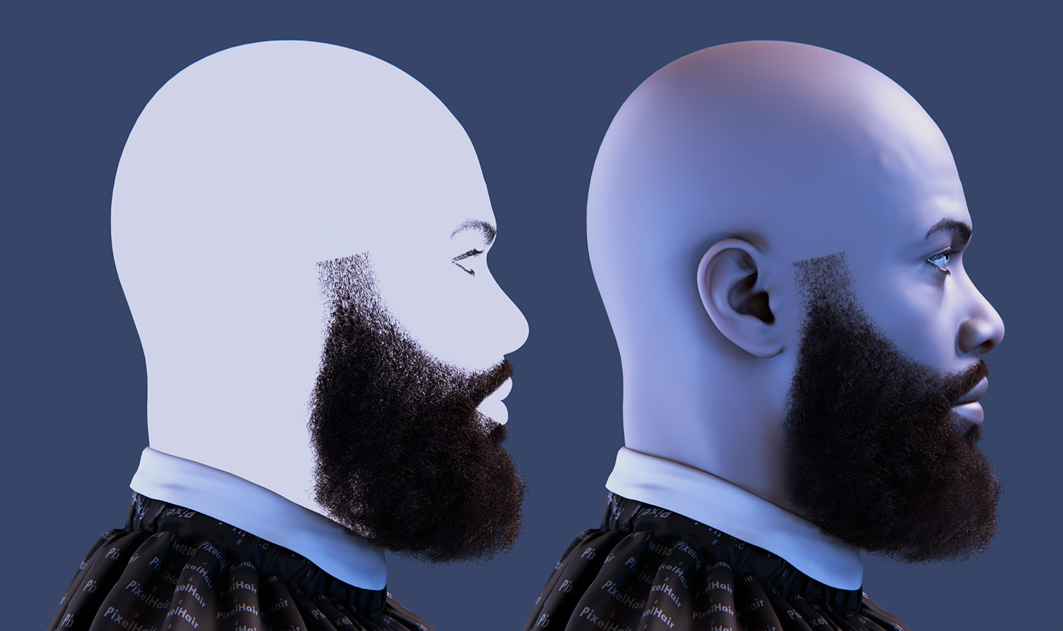 PixelHair ready-made 3D full big beard with in Blender using Blender hair particle system