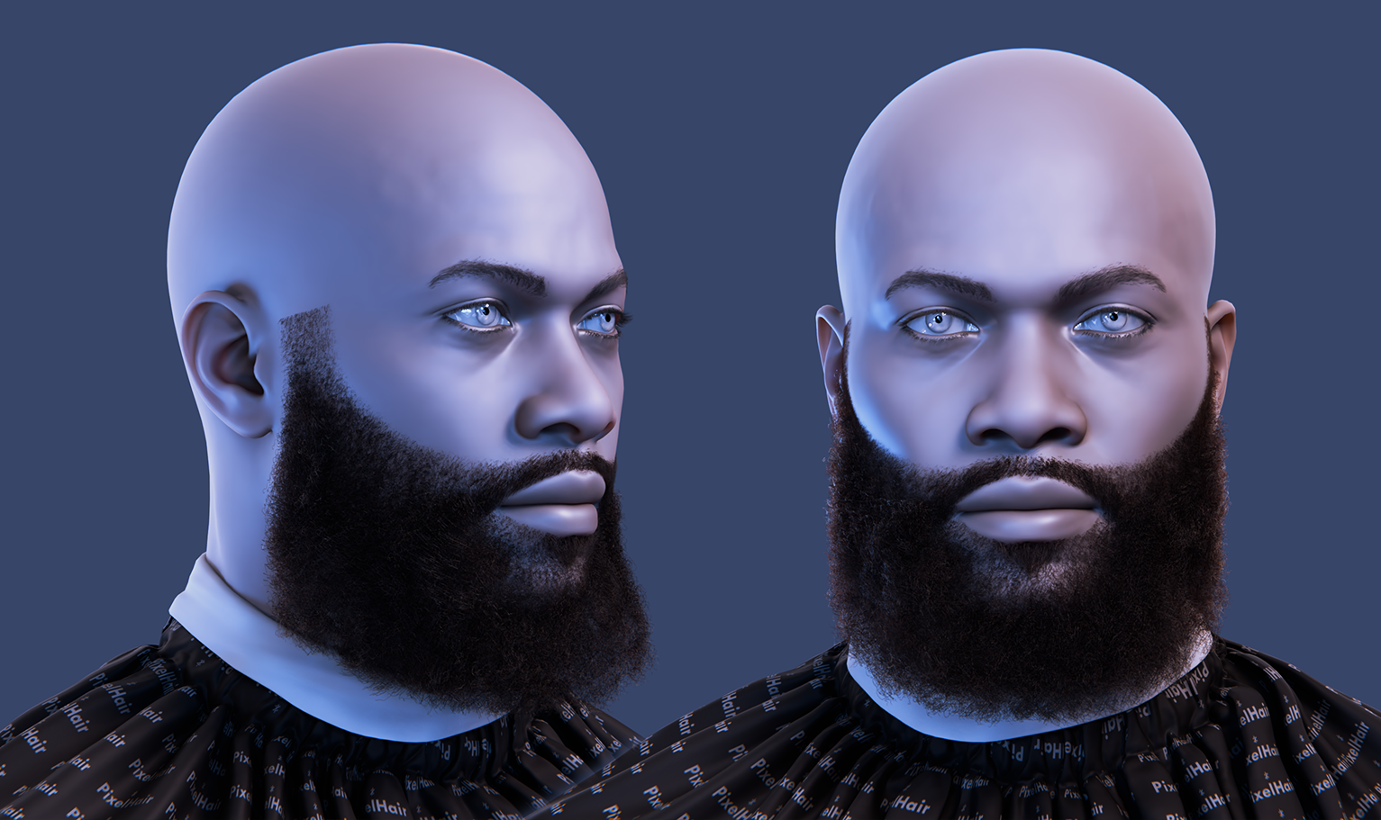 PixelHair ready-made 3D full big beard with in Blender using Blender hair particle system