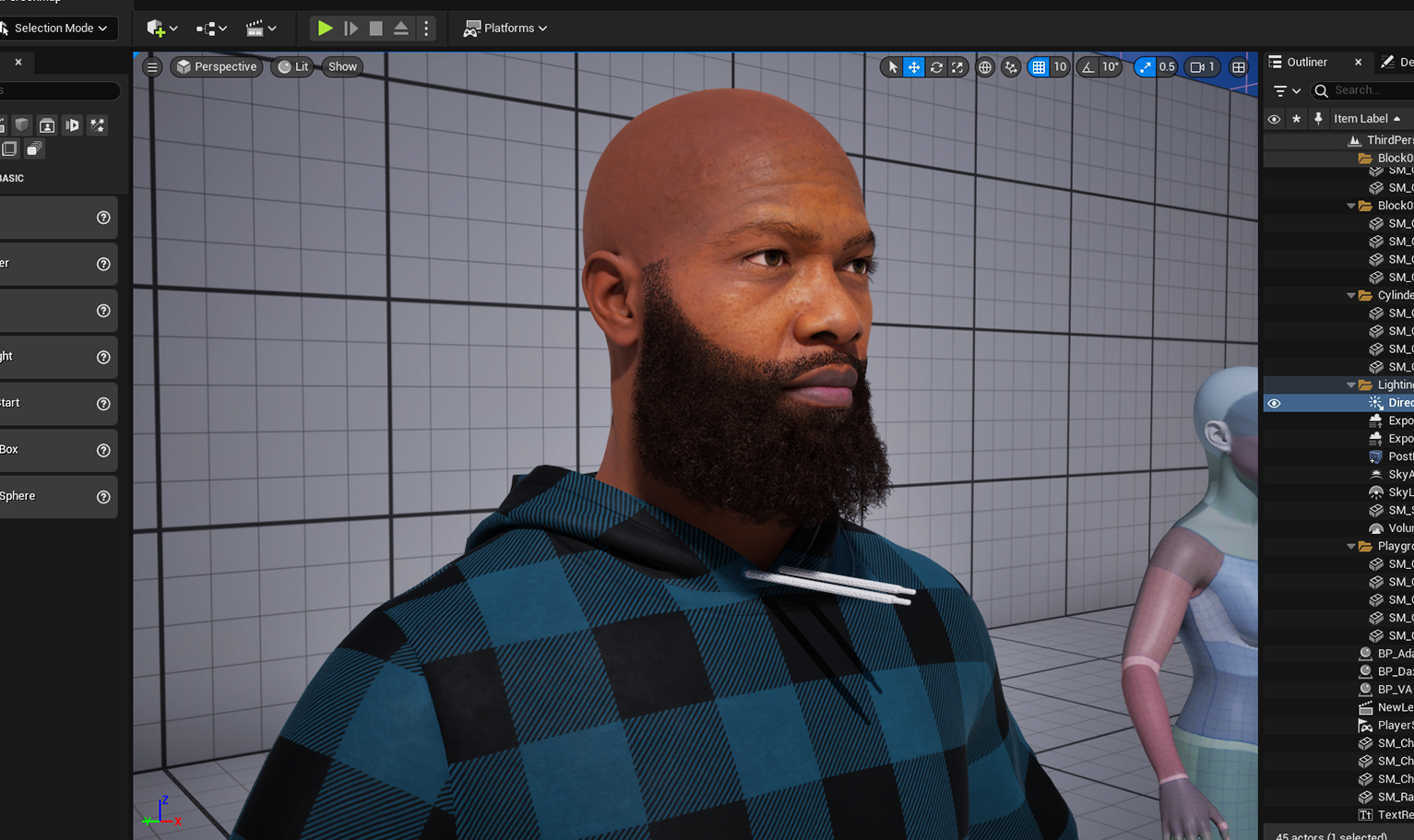 PixelHair Realistic 3d character full beard with on a metahuman in Unreal Engine 5 using Blender hair particle system