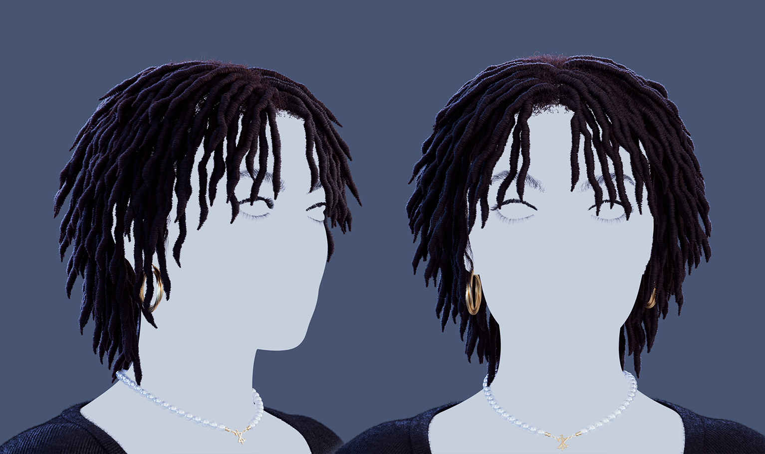 yelzkizi PixelHair Realistic female 3d character curly dreads 4c hair in Blender using Blender hair particle system