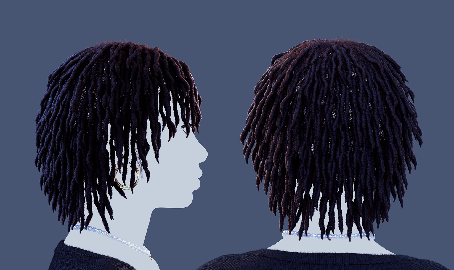yelzkizi PixelHair Realistic female 3d character curly dreads 4c hair in Blender using Blender hair particle system
