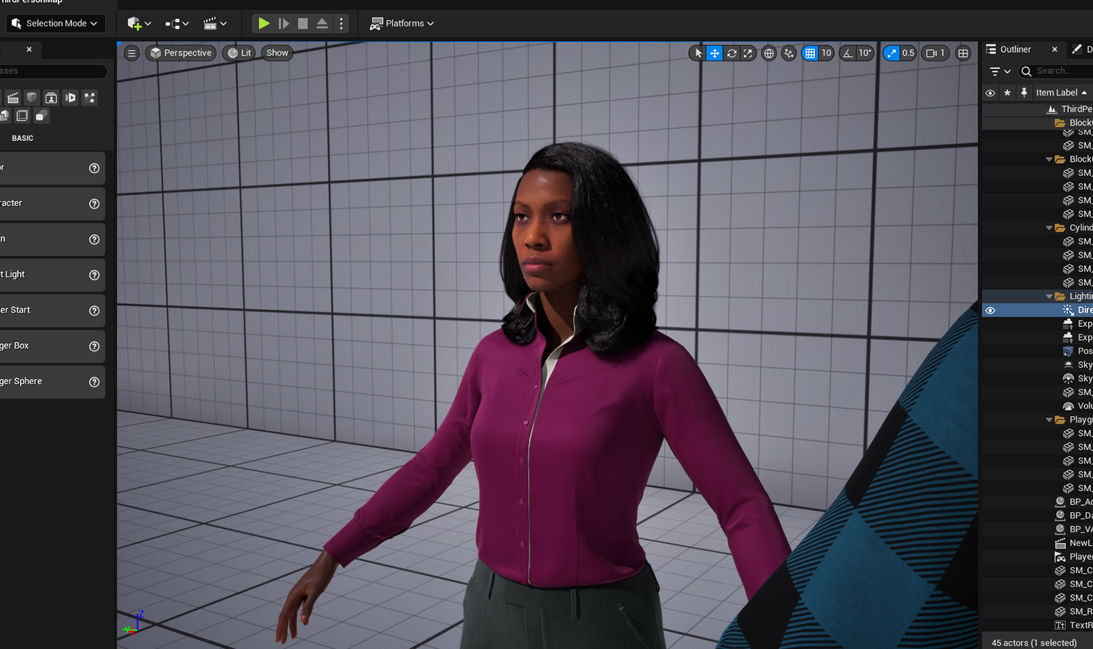yelzkizi PixelHair Realistic female 3d character full weave 4c hair on a metahuman in Unreal Engine 5 using Blender hair particle system
