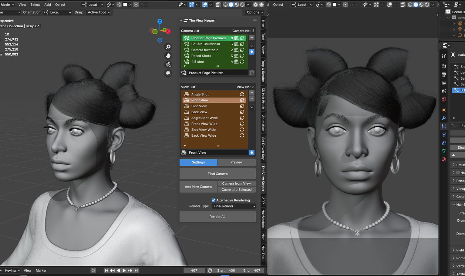 yelzkizi PixelHair Realistic female 3d character Cardi B Bow Tie weave 4c hair in Blender using Blender hair particle system