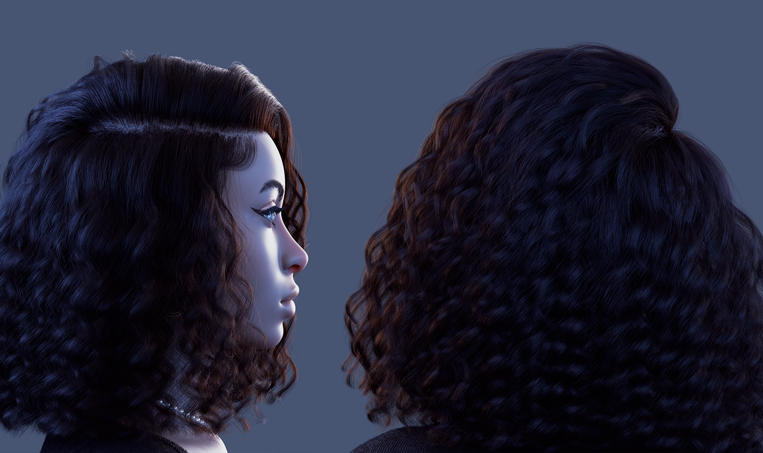 yelzkizi PixelHair Realistic female 3d character curly puffy 4c big hair in Blender using Blender hair particle system