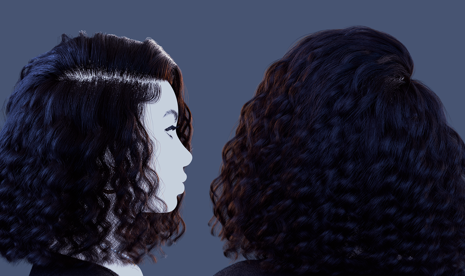 yelzkizi PixelHair Realistic female 3d character curly puffy 4c big hair in Blender using Blender hair particle system