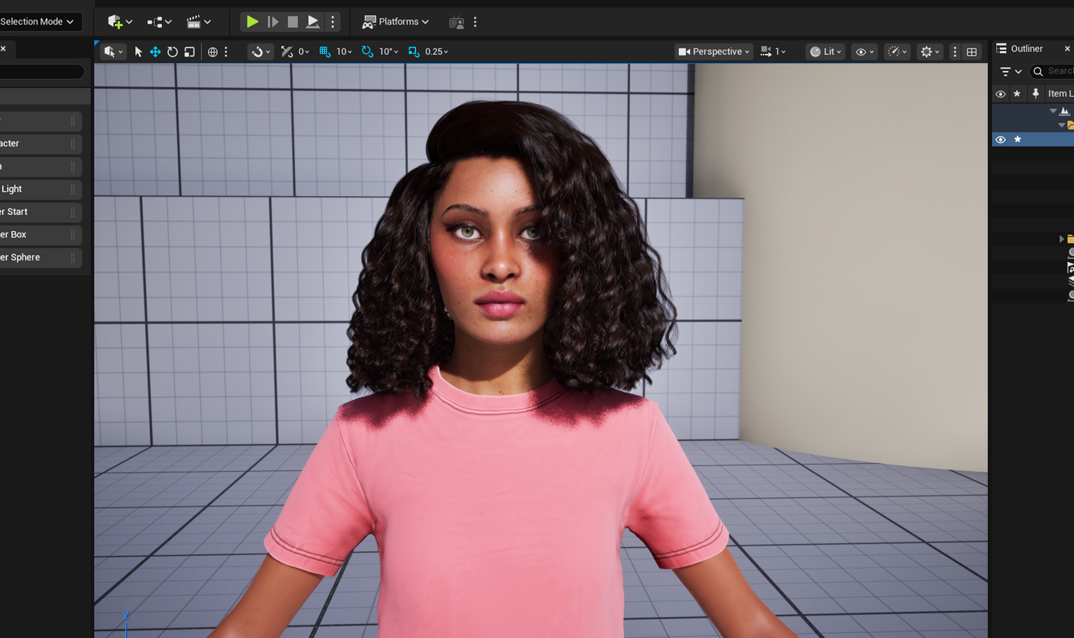 yelzkizi PixelHair Realistic female 3d character full puffy curly 4c hair on a metahuman in Unreal Engine 5 using Blender hair particle system