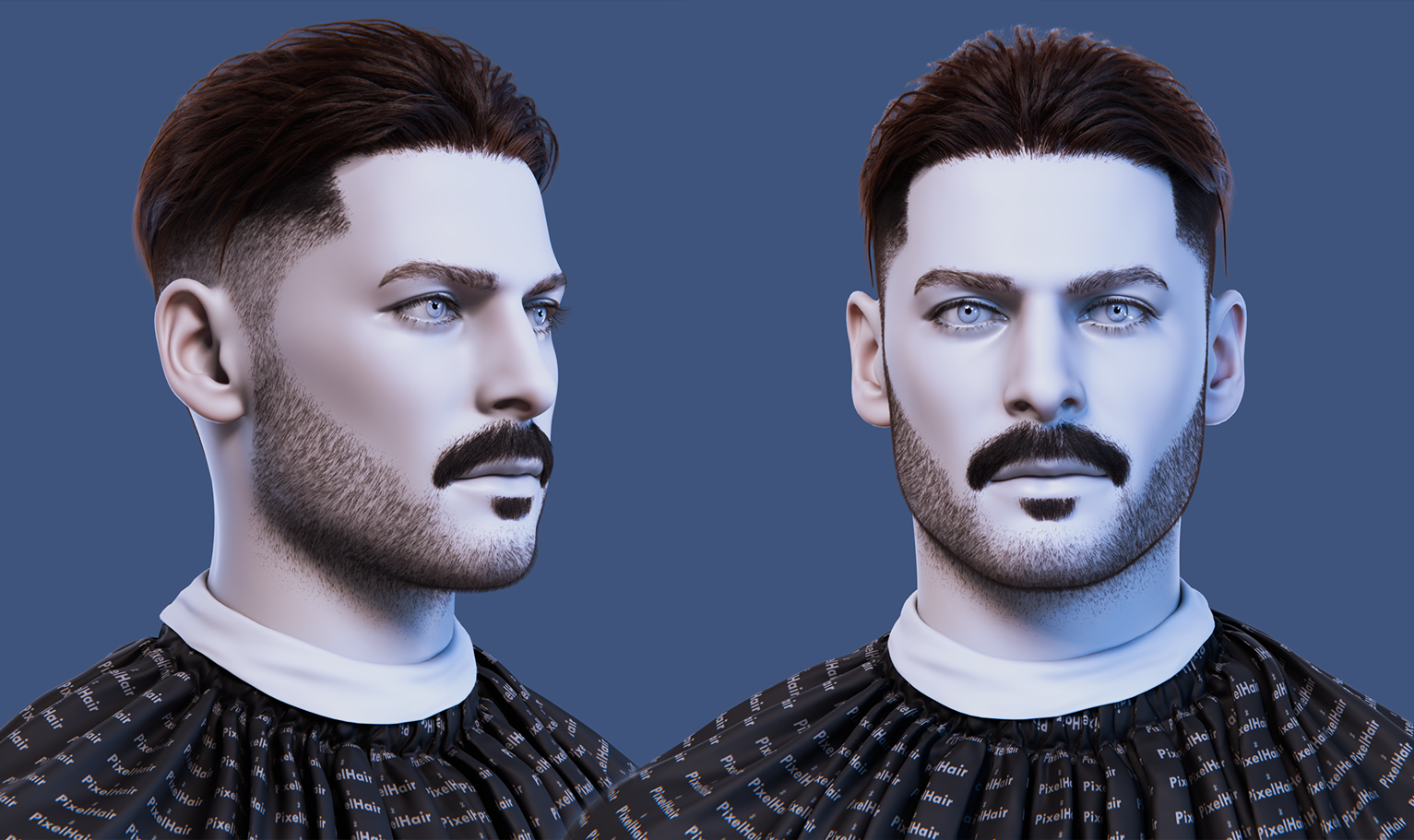 yelzkizi PixelHair Realistic male 3d character curly fade with middle parting 3d hair in Blender using Blender hair particle system