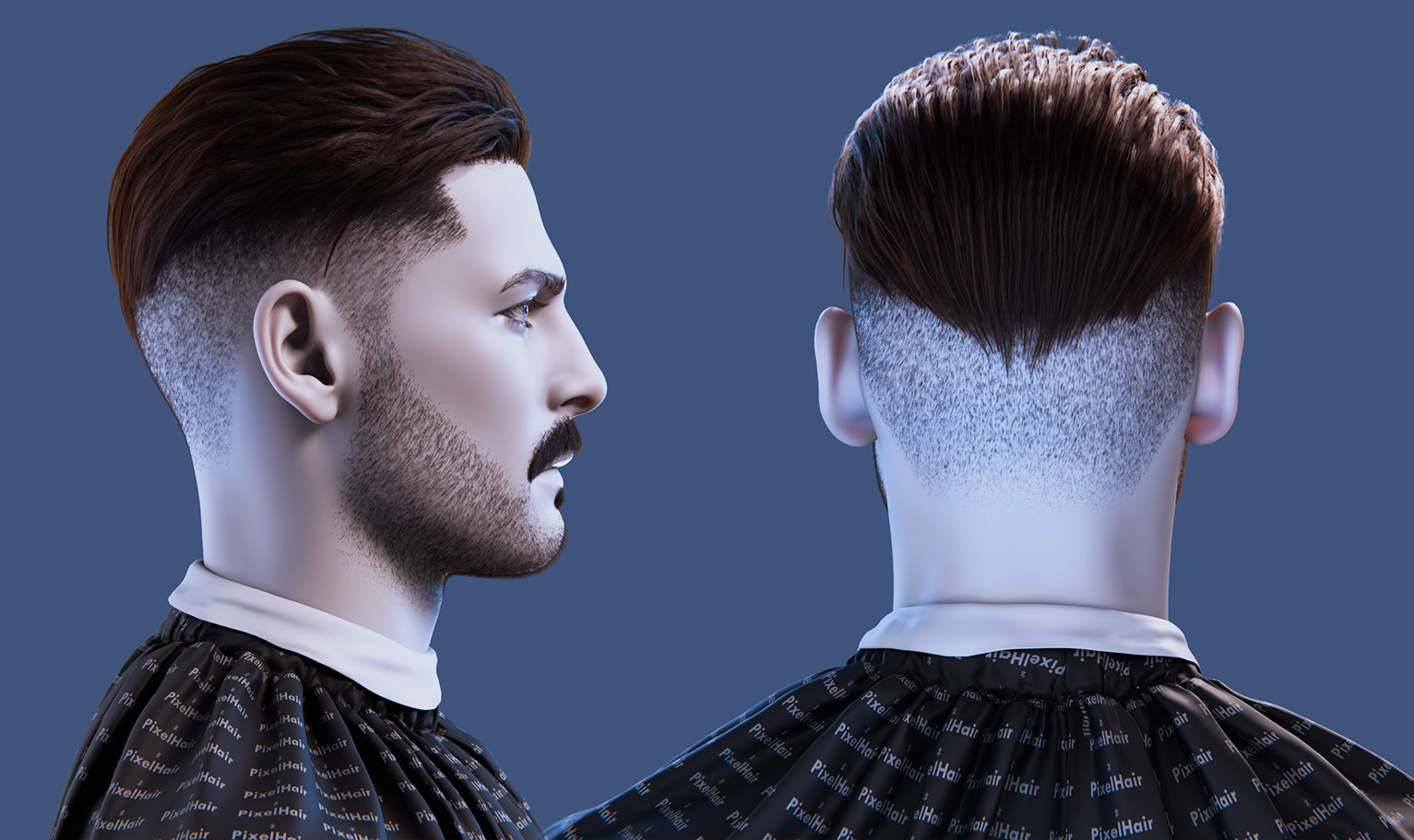yelzkizi PixelHair Realistic male 3d character curly fade with middle parting 3d hair in Blender using Blender hair particle system