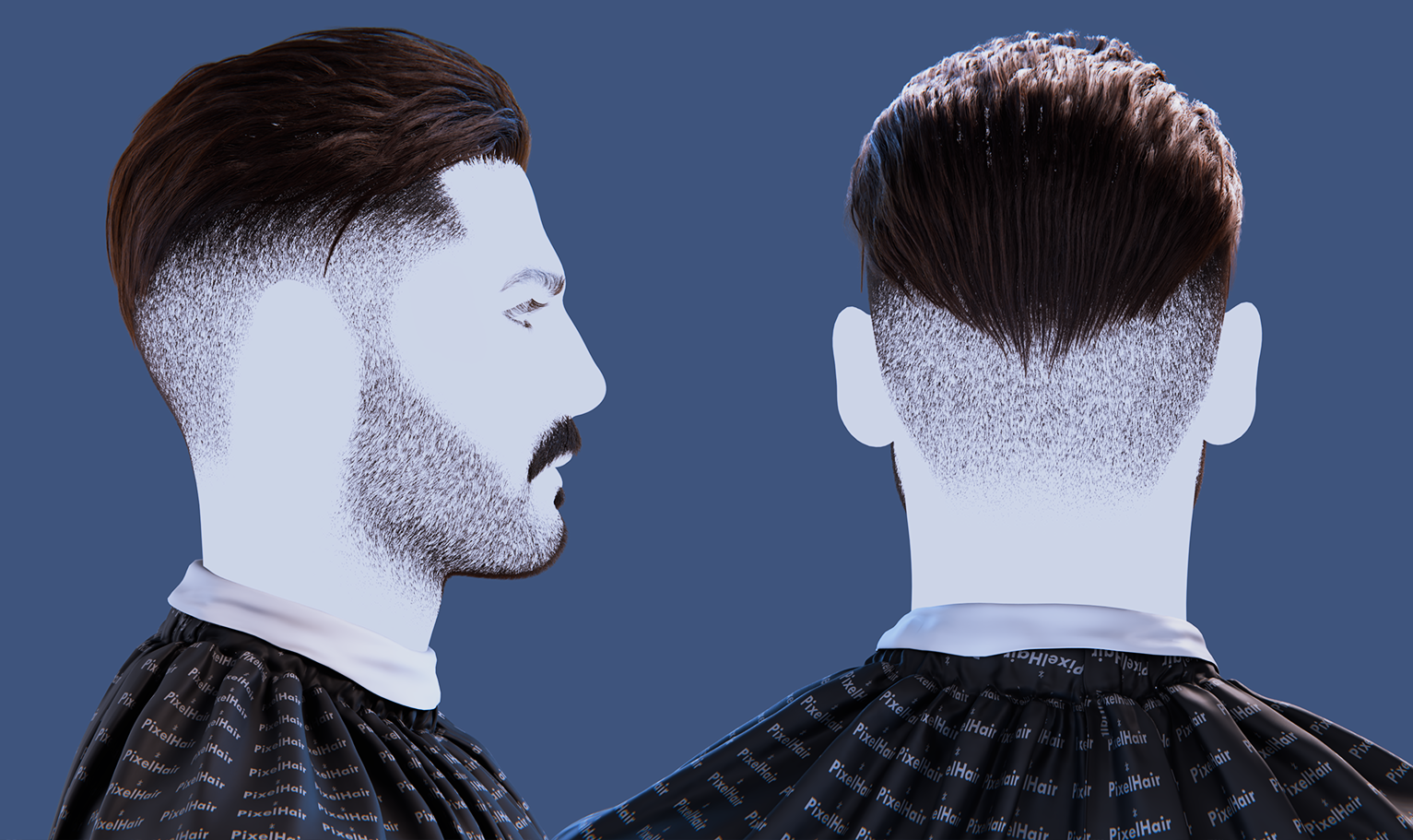 yelzkizi PixelHair Realistic male 3d character curly fade with middle parting 3d hair in Blender using Blender hair particle system