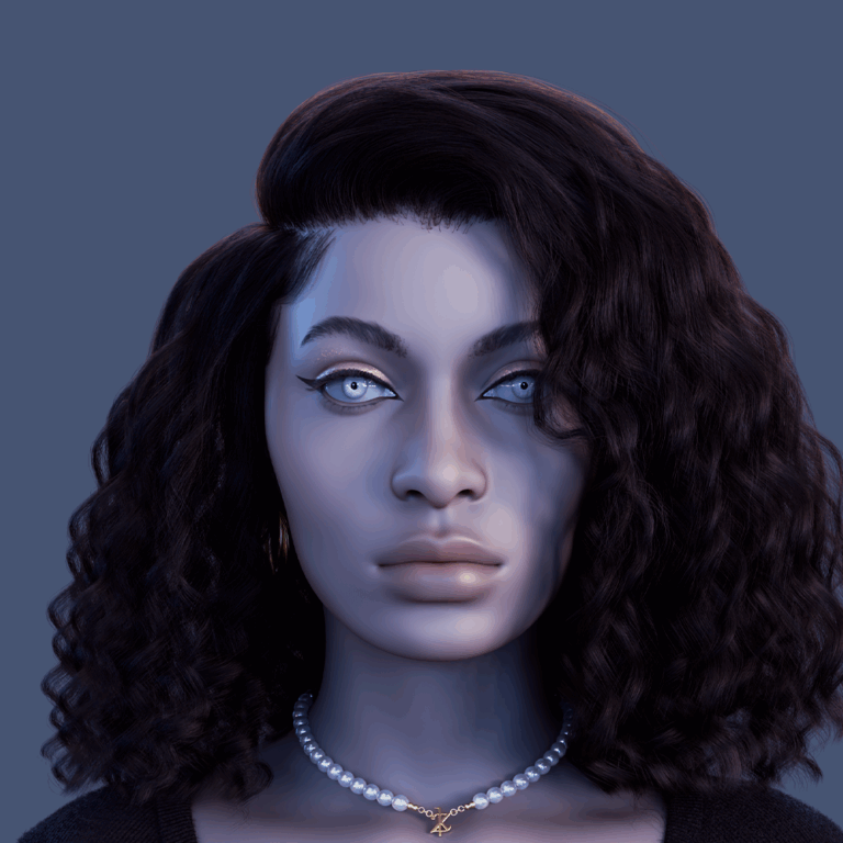 yelzkizi PixelHair Realistic female 3d character curly puffy 4c big hair in Blender using Blender hair particle system