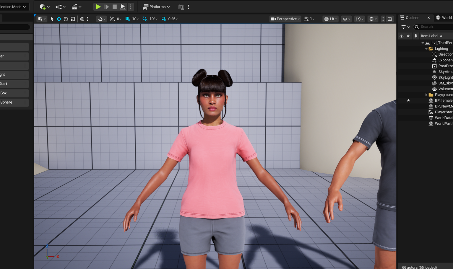 yelzkizi PixelHair Realistic female 3d character Cardi B Double Bun Pigtail with bangs and middle parting 3d hair on a metahuman in Unreal Engine 5 using Blender hair particle system