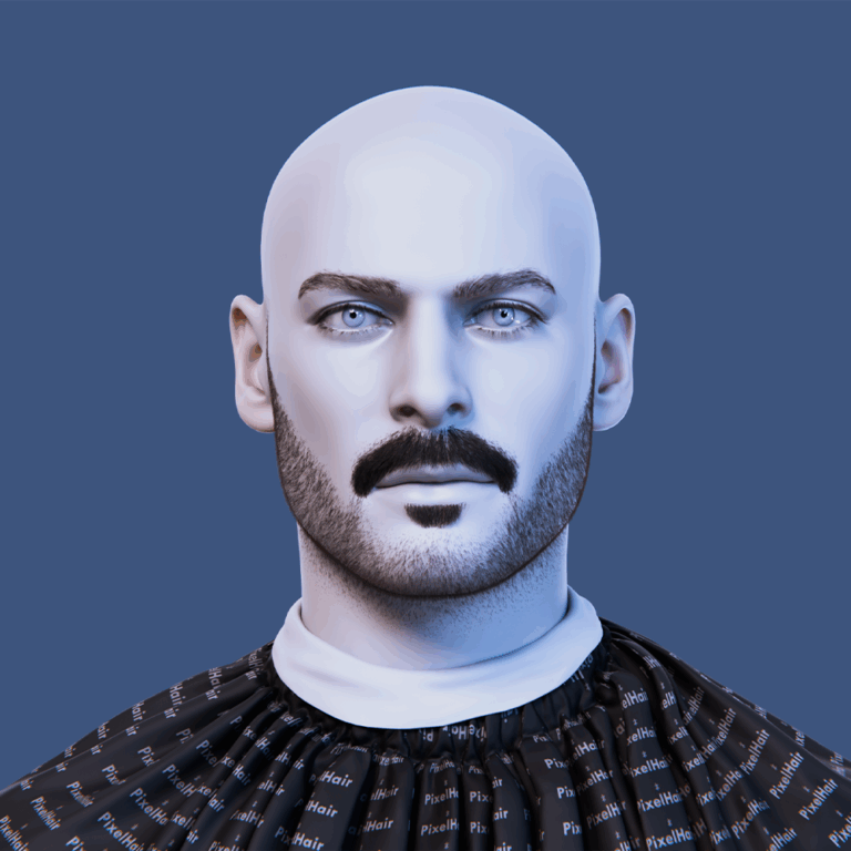 PixelHair ready-made 3D full big beard stubble with moustache in Blender using Blender hair particle system